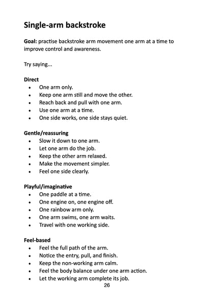 Teaching backstroke phrases and alternative cues sample page