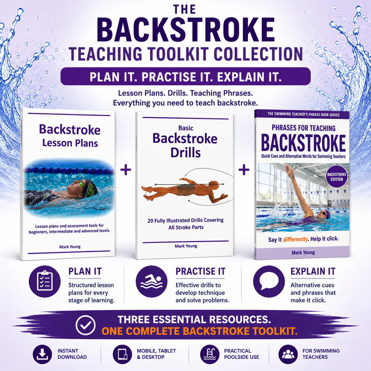 Backstroke Teaching Toolkit with lesson plans, drills and teaching phrases for swimming teachers