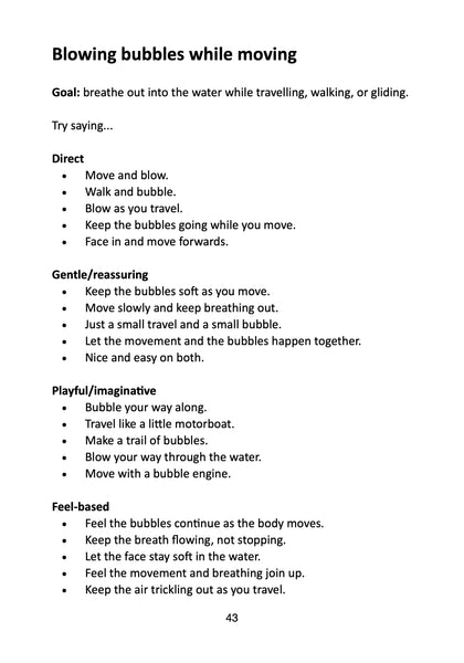 Beginner swimming teaching cues and alternative phrases for swimming teachers