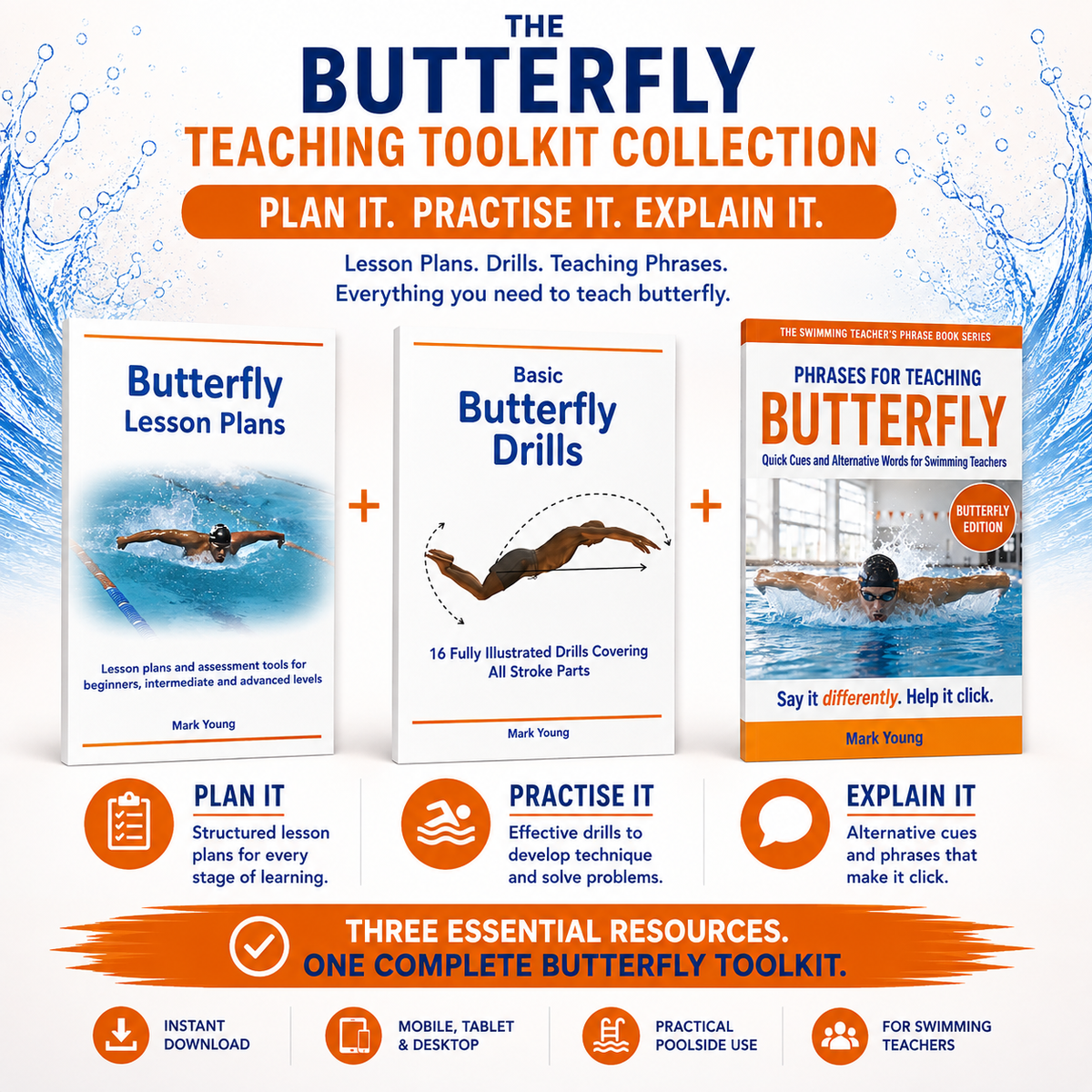 Butterfly Teaching Toolkit with lesson plans, drills and teaching phrases for swimming teachers