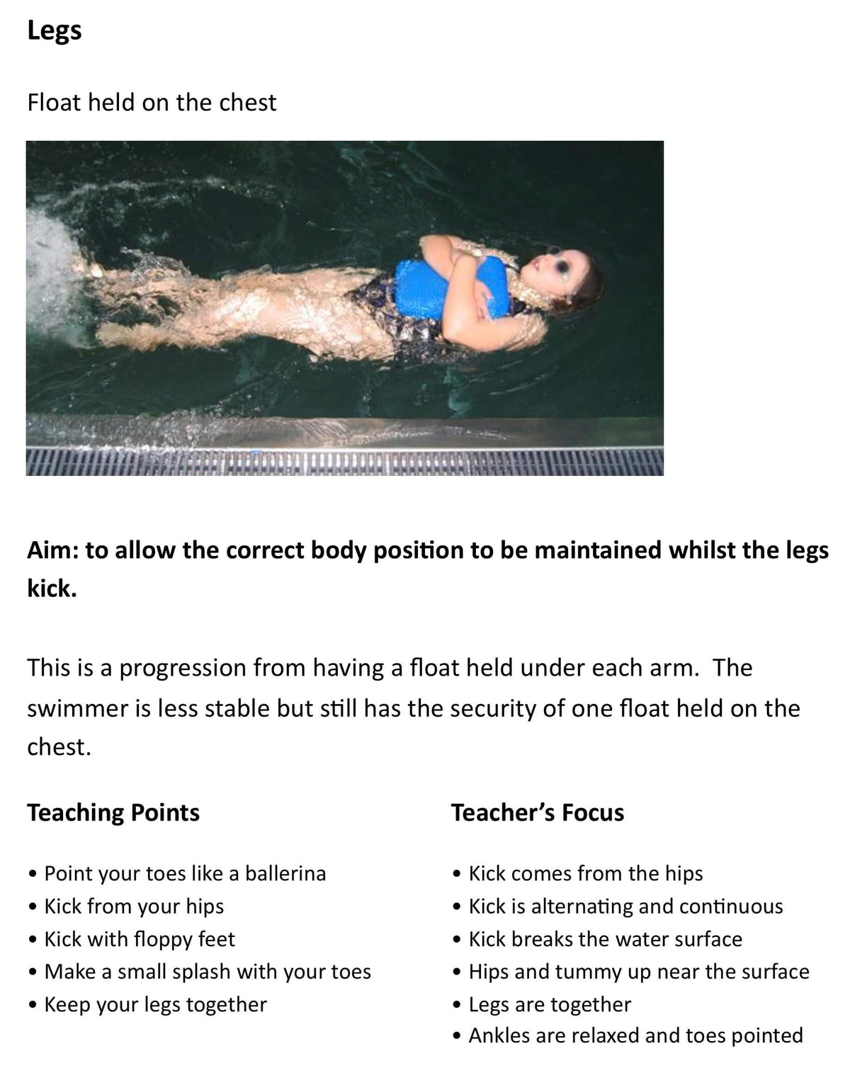 drills for teaching backstroke sample page taken from How To Teach Backstroke by Mark Young