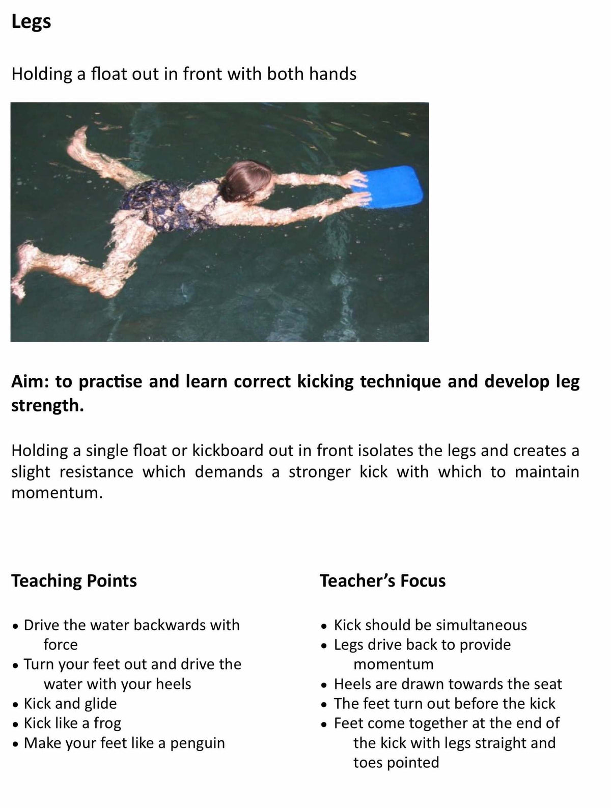 Breaststroke leg kick drill sample from How To Teach Breaststroke ebook by Mark Young