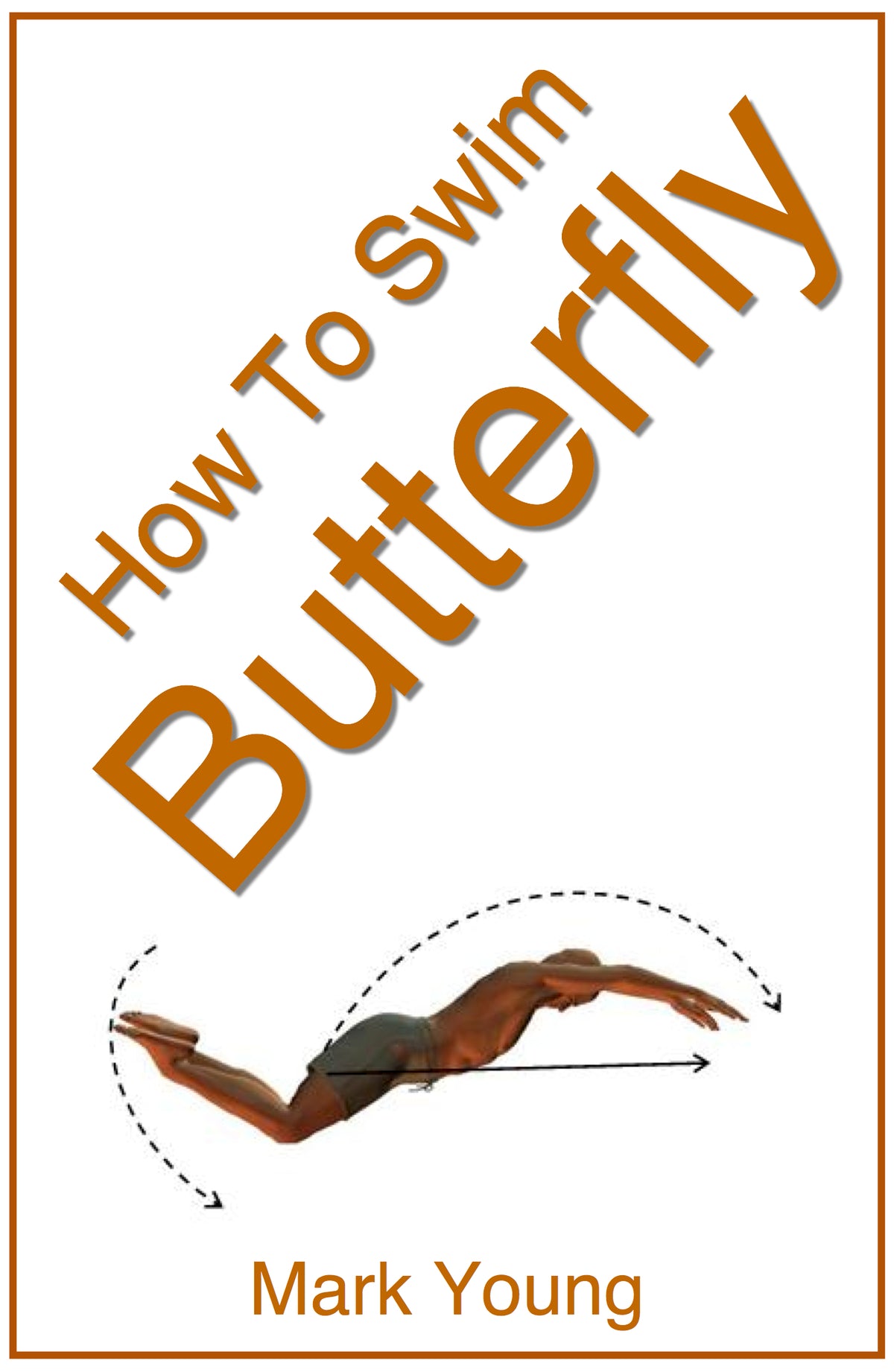 Cover of the product 'How To Swim Butterfly - Step-by-Step Guide for Beginners' by Mark Young, featuring an illustration of a person performing the butterfly swim stroke.