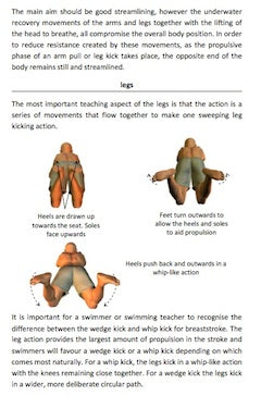 Breaststroke leg kick sample page from How To Swim Breaststroke