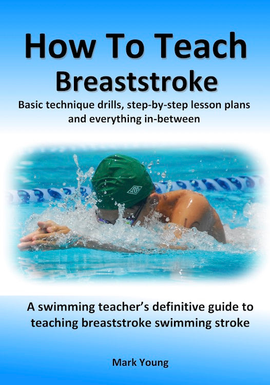 A cover image of a book titled 'How To Teach Breaststroke', showing a swimmer in action performing the breaststroke technique.