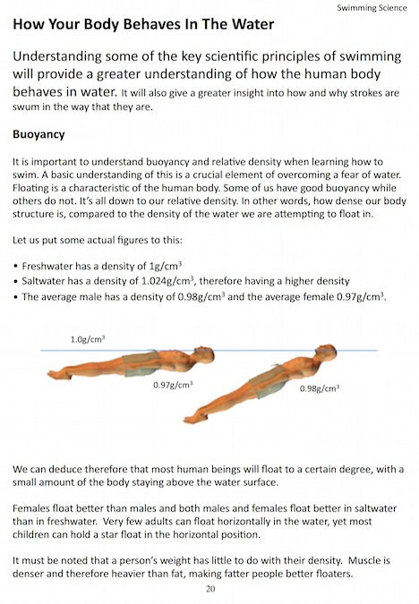 how your body floats in water page from The Complete Beginners Guide To Swimming